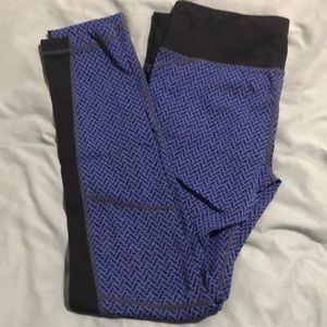 Blue and black leggings